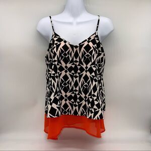 Aqua Camisole w/Black/Off White Diamond Pattern w/Deep Orange Under Layer-Sz XS
